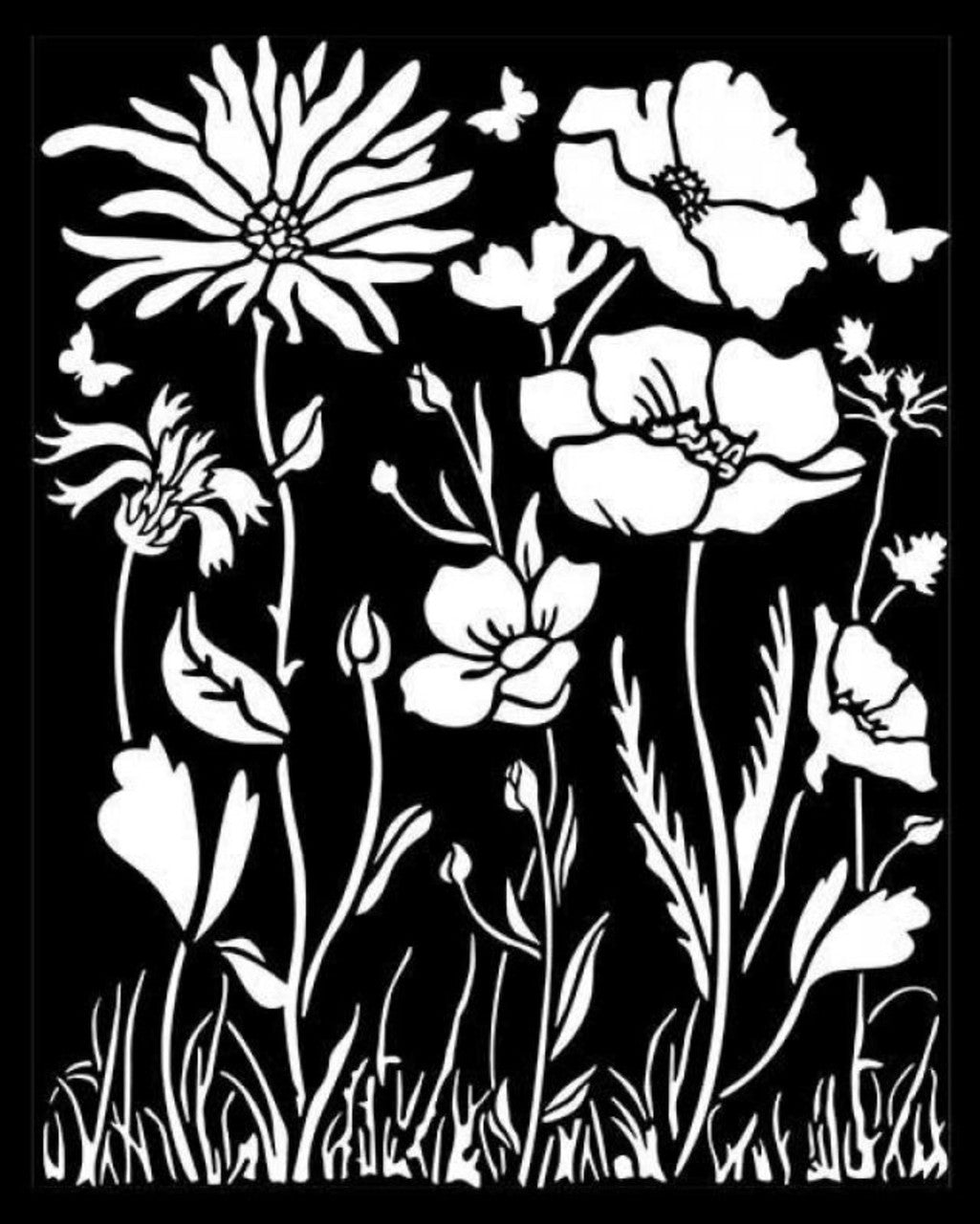 Stamperia Thick Stencil Atelier Poppy & Flower